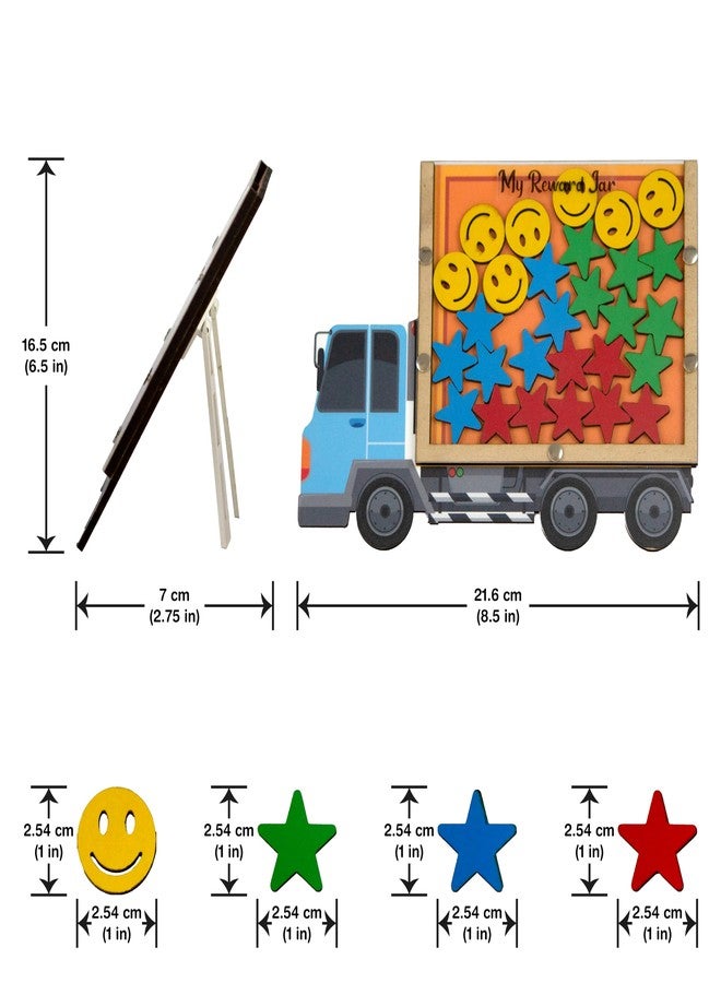 The Rosette Imprint Reward Jar for Kids | Star & Smiley Token System | Reward for Kids Behaviour | Reward Stars | Daily Chores Tracker | Positive Reinforcement Tool | Truck Design - Image 2